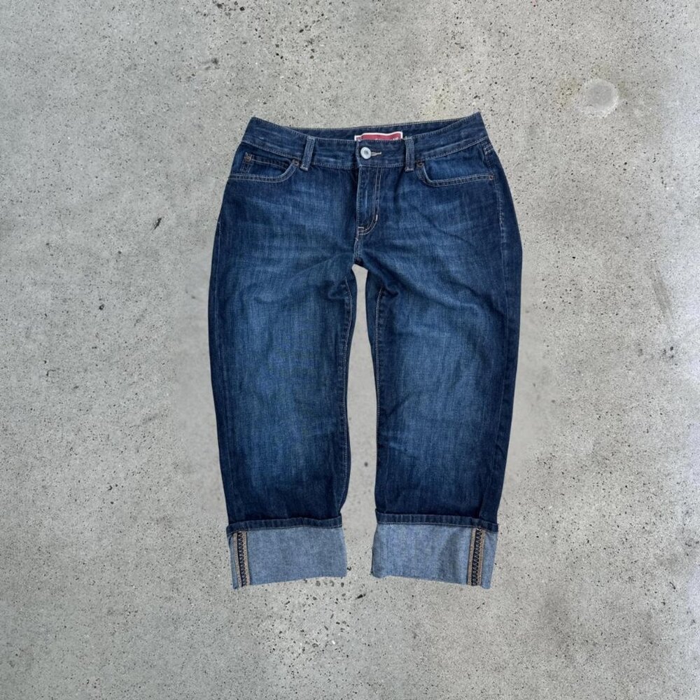 2000s Dark wash denim capris